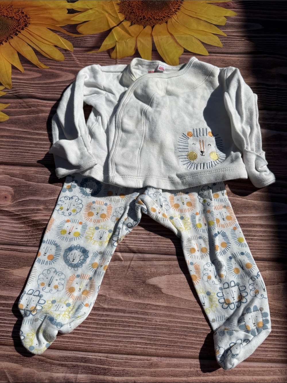Magnetic Me White Pajama Set with Yellow & Gray Lion Print